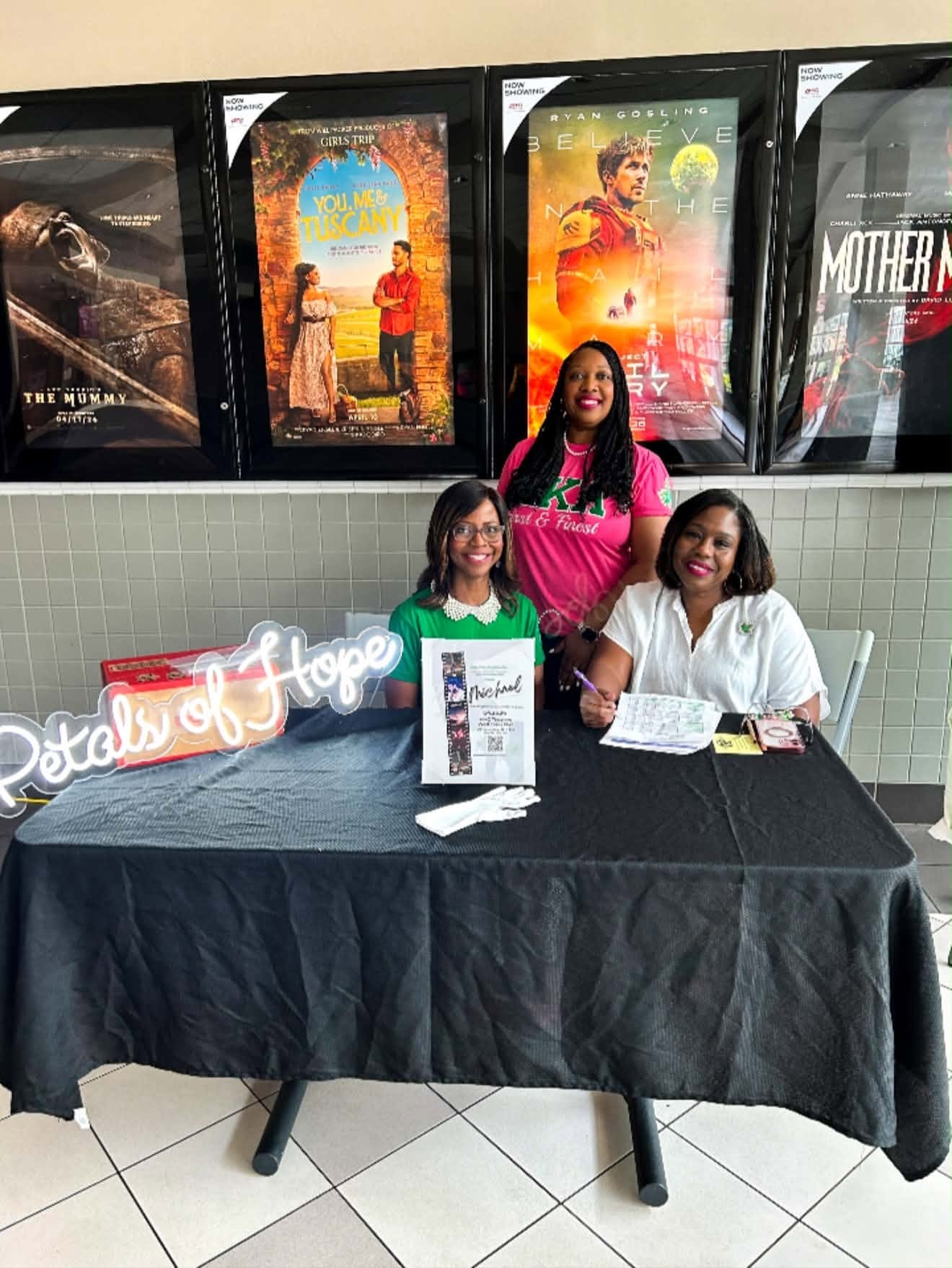 Petals of Hope Foundation welcome table at the Michael movie event